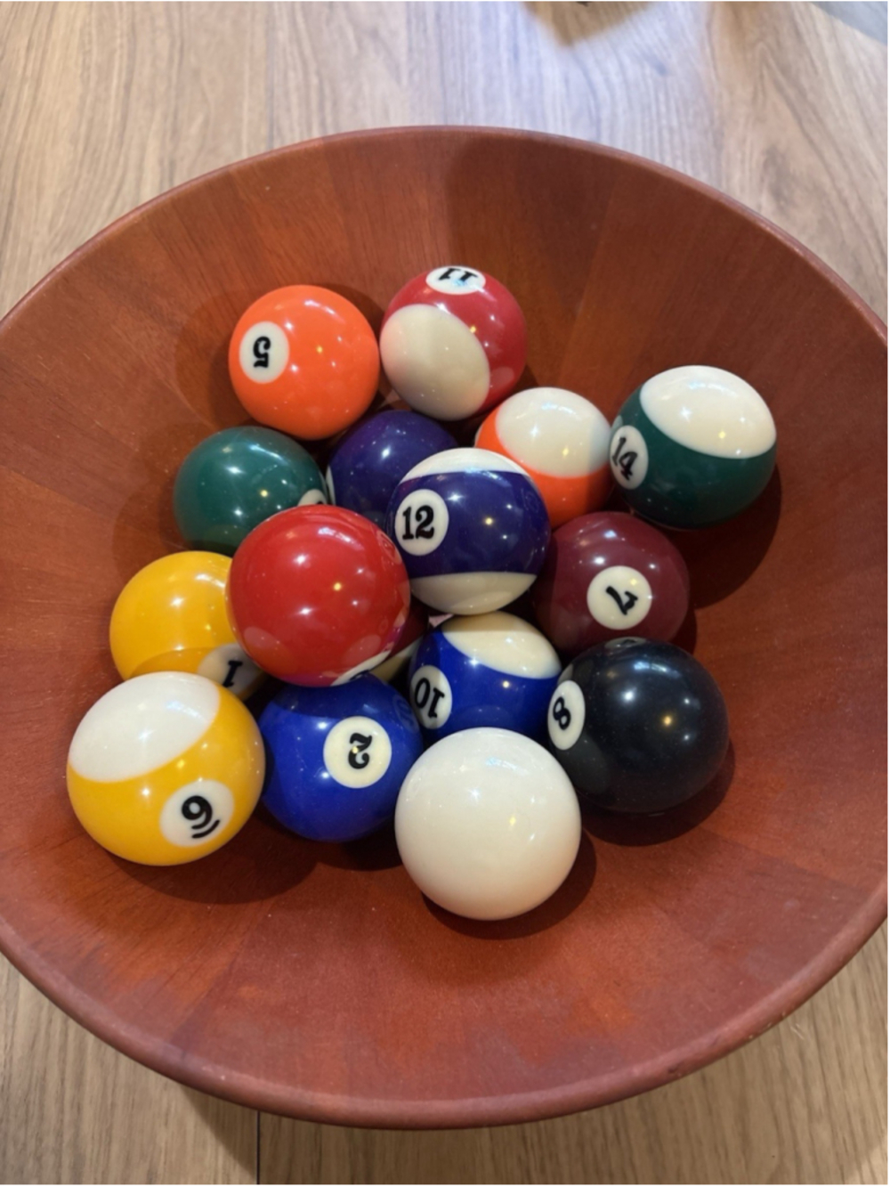 Complete Pool Ball Set 16 Balls Billiards 2-1/4" Cue Ball Used